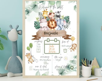 Personalized Baby Birth Stats Poster – Nursery Wall Art (Digital Download)