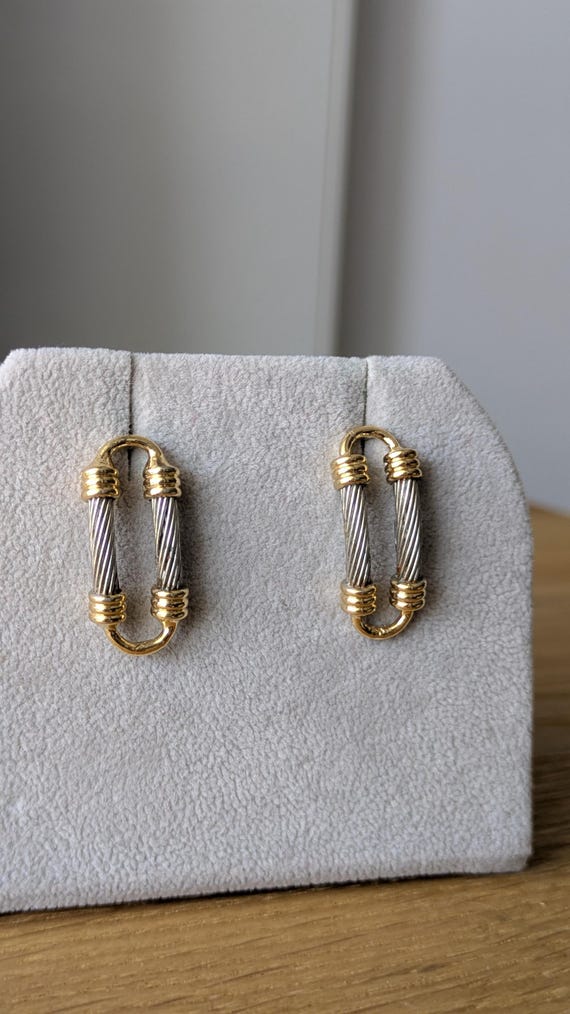 Vintage Earrings CH 18k Famex Gold & Cable Pierced - Etsy