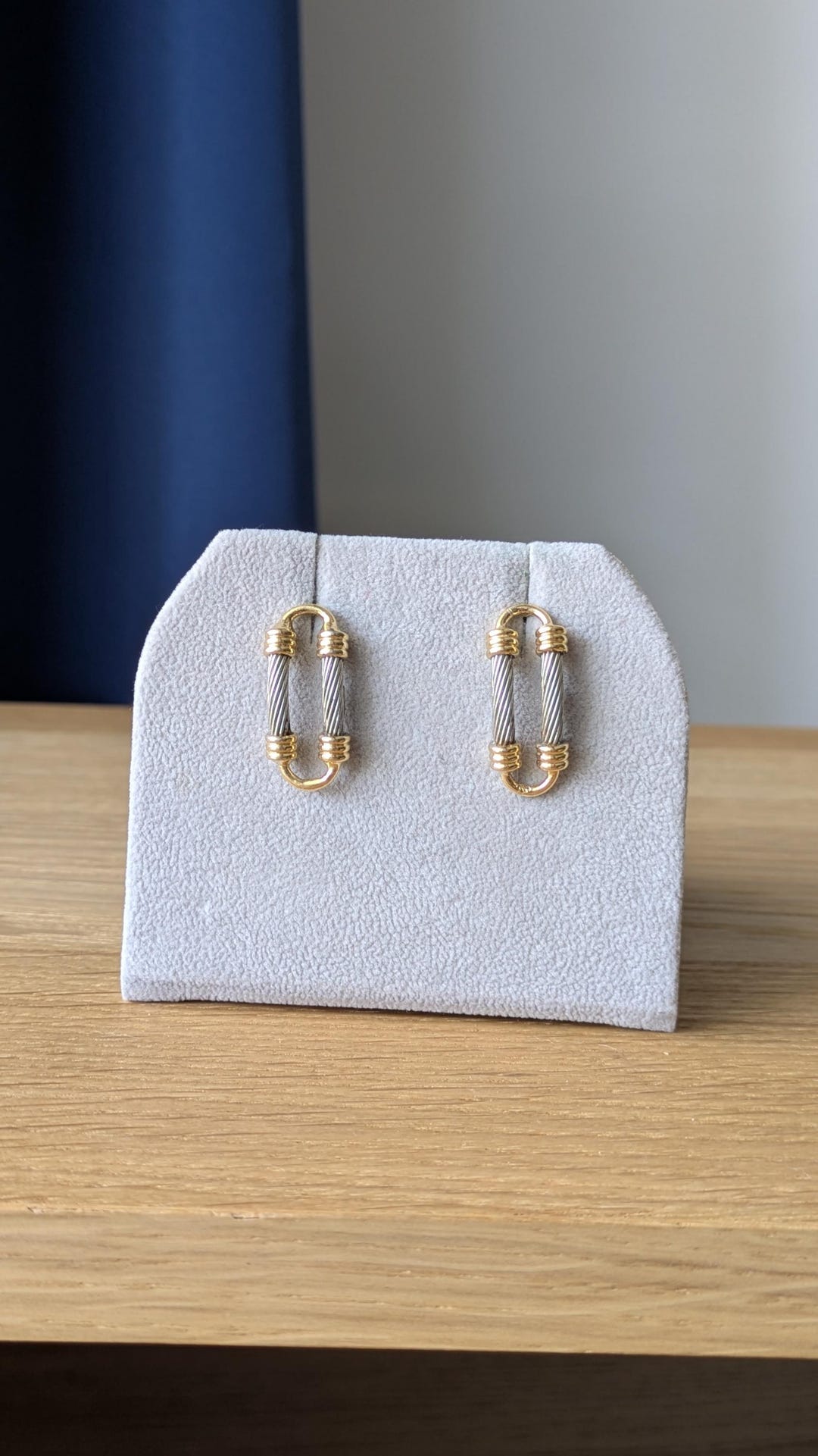 アクセサリー e  vintage earrings Vintage Earrings CH 18k Famex Gold & Cable Pierced - Etsy