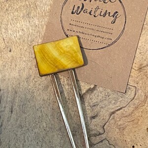 Gold Shell Hair Fork: Modern Rectangular Hair Pin