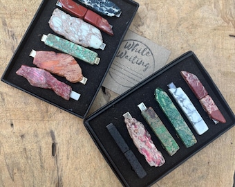Stone tie clip - jasper tie clip/ turquoise tie clip/ colorful stone tie bar