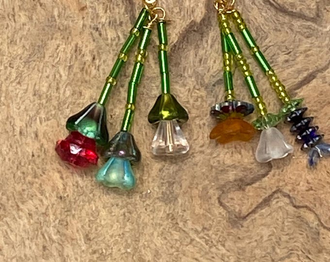 floral dangle glass earrings- multicolored