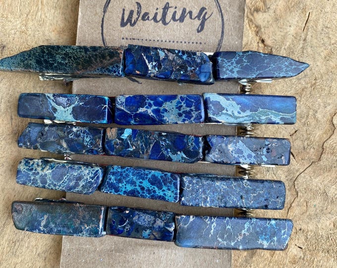 Extra large blue stone hair clip/ lapis lazuli hair barrette / druzy hair clip/ hair accessory raw stone hair clip/ hair clip/ hair barrette