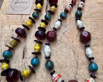 Bold Chunky Paperbead Statement Necklace