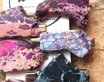 Purple Jasper Stone Hair Clip: Boho Alligator Clip (2 inch)