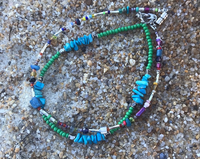 Turquoise & green boho anklet / seed bead anklet/ beach jewelry/ summer accessories