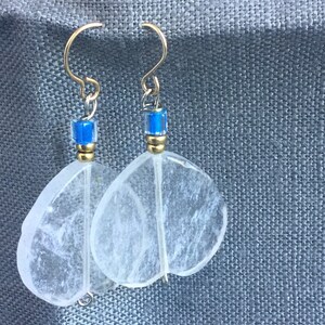 Pale Rose Quartz Earrings: Gold & Czech Glass Beads, Clip-On Option