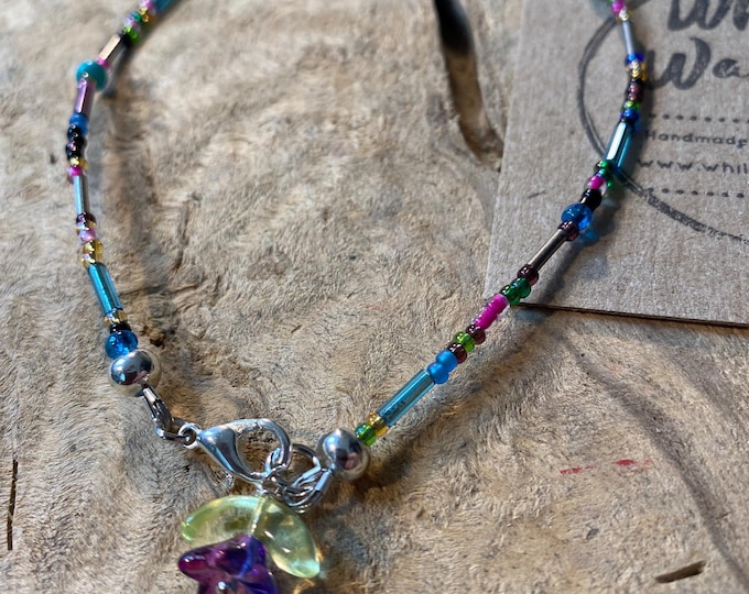 Multi colored anklet friendship flower charm/ beach jewelry/ summer accessories