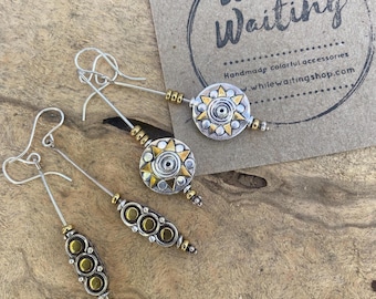 Vintage Sterling Silver Bali Bead earrings