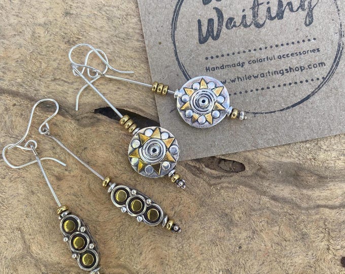 Vintage Sterling Silver Bali Bead earrings