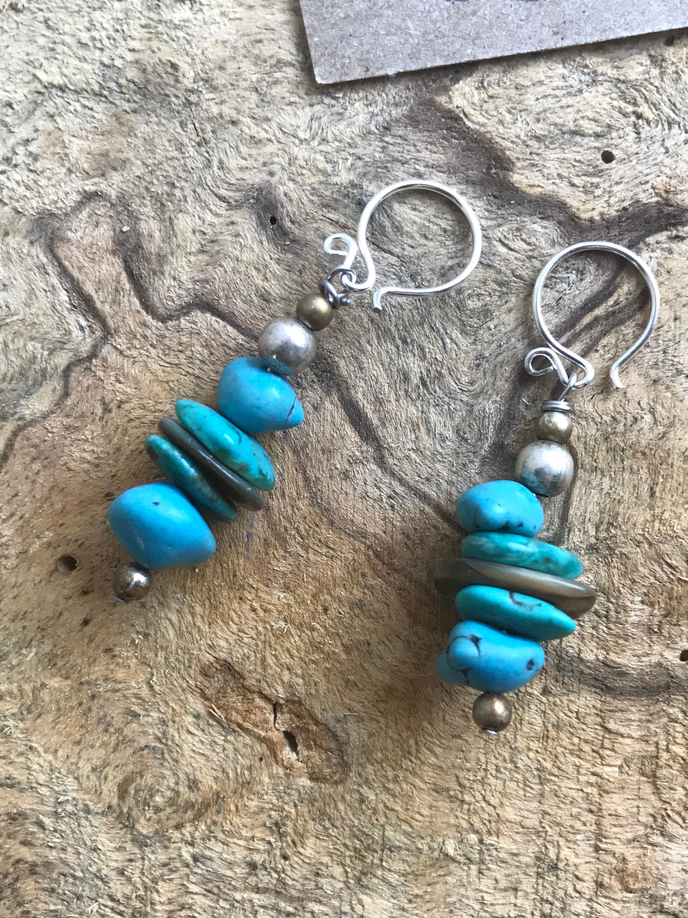 Sterling and Turquoise Triple Drop Dangle Earrings main image 1