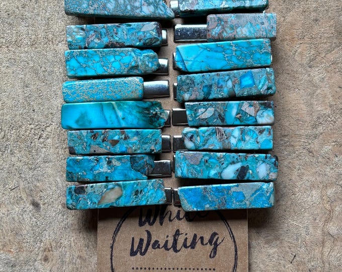 Turquoise Jasper Stone Hair Clip: Boho Alligator Clip (1.5 in)