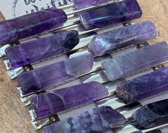Amethyst Stone Hair Clip: Raw Purple Boho Accessory