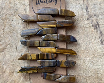 Tigers Eye Stone Hair Clip: Polished Brown Boho Accessory
