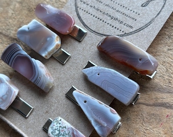 Small druzy stone Stone Hair Clip:  Gemstone Boho Hair Accessory