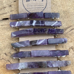 Purple Stone hair extra large Barrette/ amethyst 4 in barrette/ druzy hair barrette/ hair accessory / raw stone hair clip/ boho hair clip