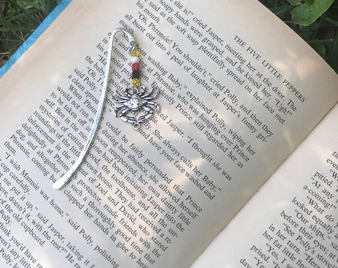 Maryland crab charm bookmark/ pewter crab charm bookmark / Maryland gifts for readers