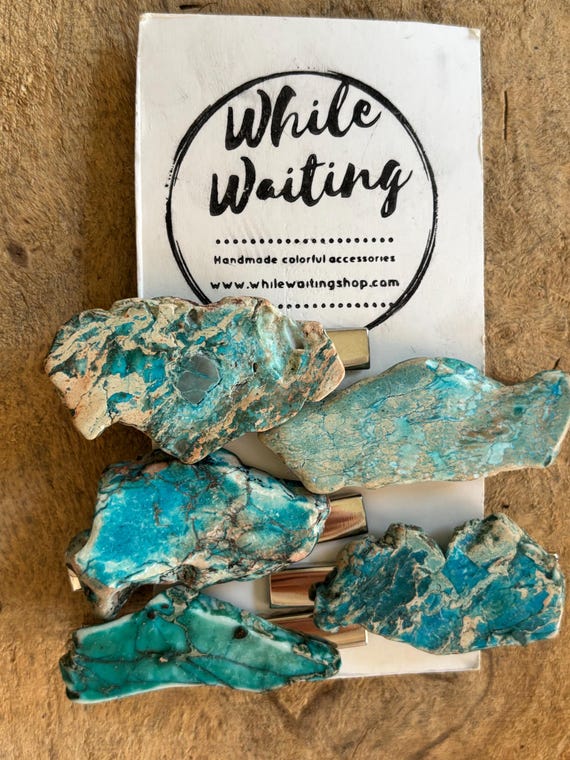 Turquoise Jasper Stone Hair Clip: Boho Alligator Clip (2  display picture 2