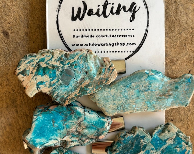 Turquoise Jasper Stone Hair Clip: Boho Alligator Clip (2 inch)