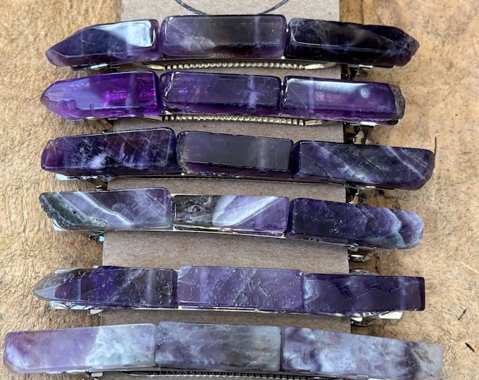 Amethyst Stone Barrette: Extra Large Raw Druzy Hair Clip