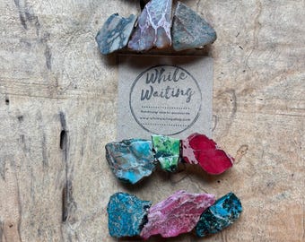 Boho Stone Hair Barrette: Multicolored Jasper & Howlite Clip