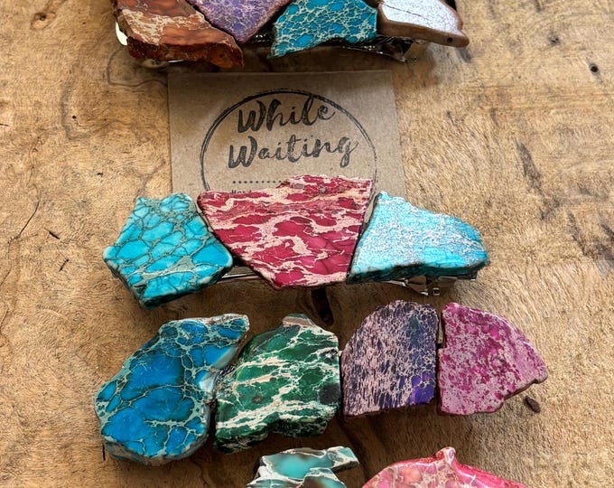 Extra Large Natural Stone Hair Barrette: Raw Druzy Clip (4 Inch)