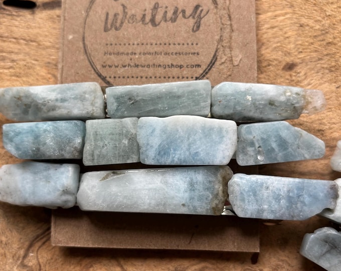 Aquamarine  Stone Hair barrette: 3 or 4 inch  Boho Alligator Clip