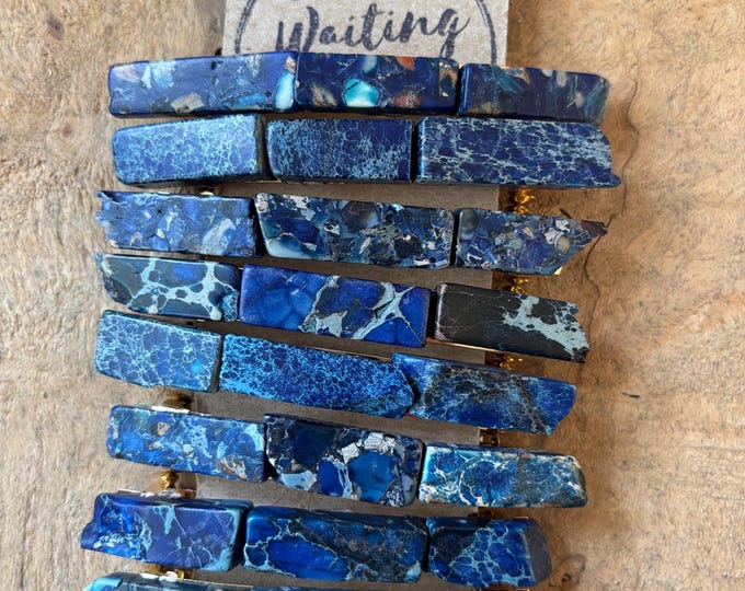Navy Blue Stone Hair Barrette: Lapis Lazuli Style Druzy Clip
