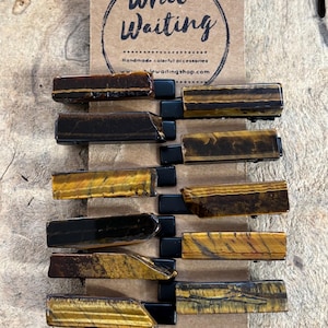 Tigers Eye Stone Hair Clip: Polished Brown Boho Accessory