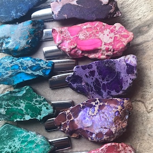 Raw Jasper Stone Hair Clip: Boho Alligator Clip Accessory