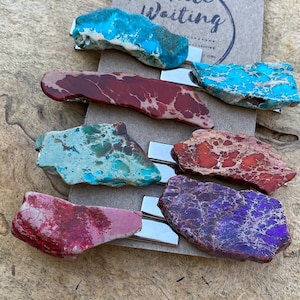 Raw Jasper Stone Hair Clip: Boho Alligator Clip
