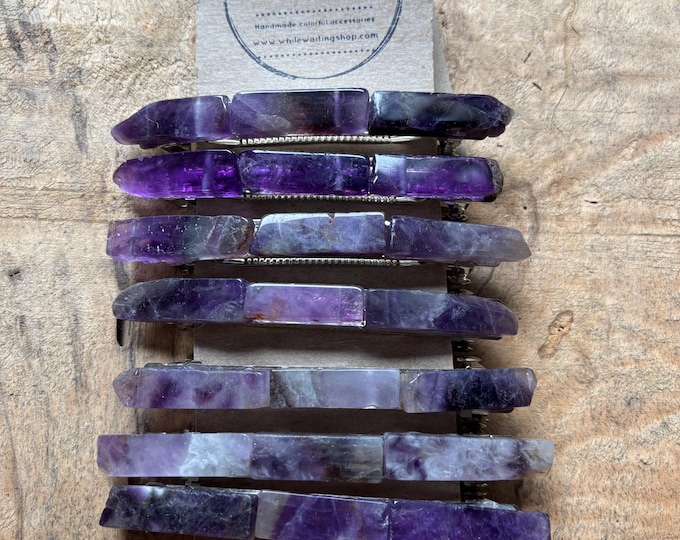 Amethyst Stone Barrette: Extra Large Raw Druzy Hair Clip