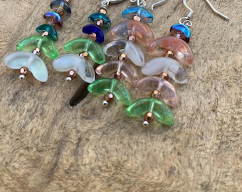 Modern pastel glass dangle earrings- bridesmaids jewelry/ sterling silver / bridal jewelry