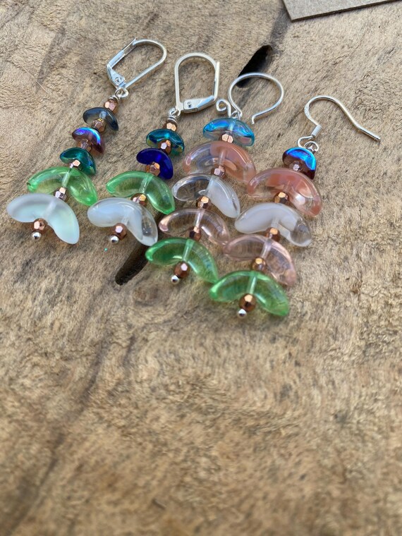 Modern Pastel Glass Dangle Earrings- Bridesmaids Jewelry/ Sterling