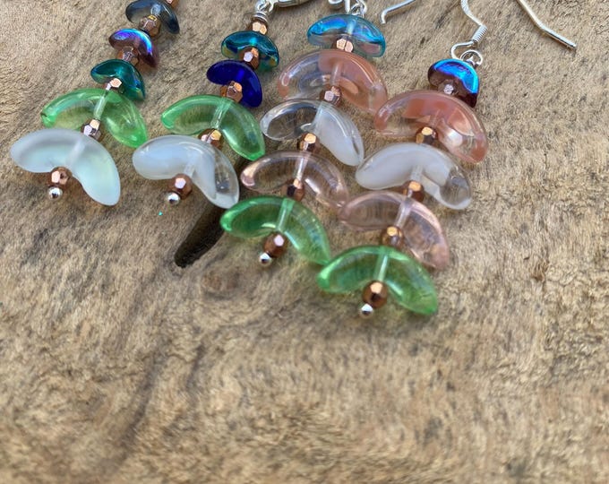 Modern pastel glass dangle earrings- bridesmaids jewelry/ sterling silver / bridal jewelry