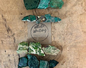 Extra Large Green Stone Hair Barrette: Western Style Clip (4 Inch)