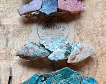 Extra Large Turquoise Hair Barrette: Raw Stone Clip, 4-inch