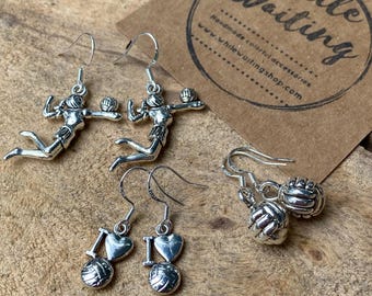 Sterling Silver Volleyball Earrings: Sport Jewelry Gift