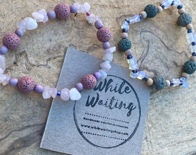 Diffuser bracelet- moonstone/ green/ pink/ lava/ rose quartz / wood/stone beachy/ Diffuser Bracelets / Essential Oils Jewelry