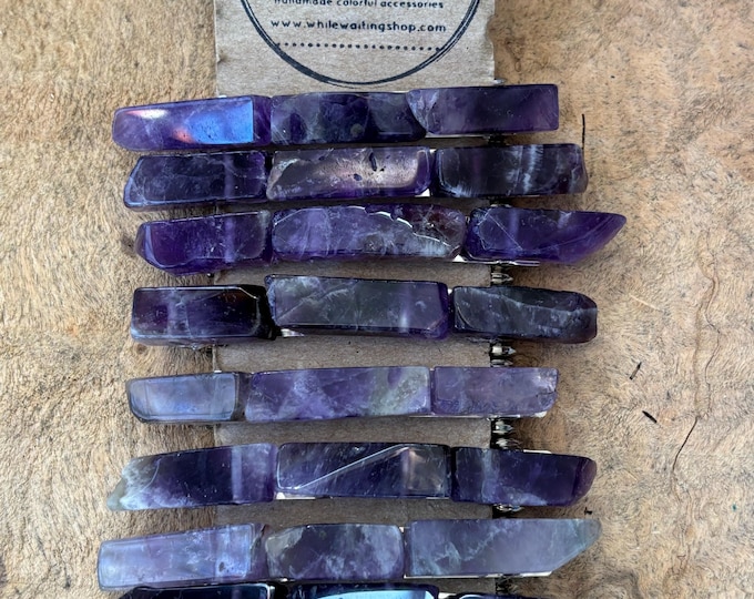 Amethyst Stone Barrette: Raw Purple Crystal Hair Clip, Boho Accessory
