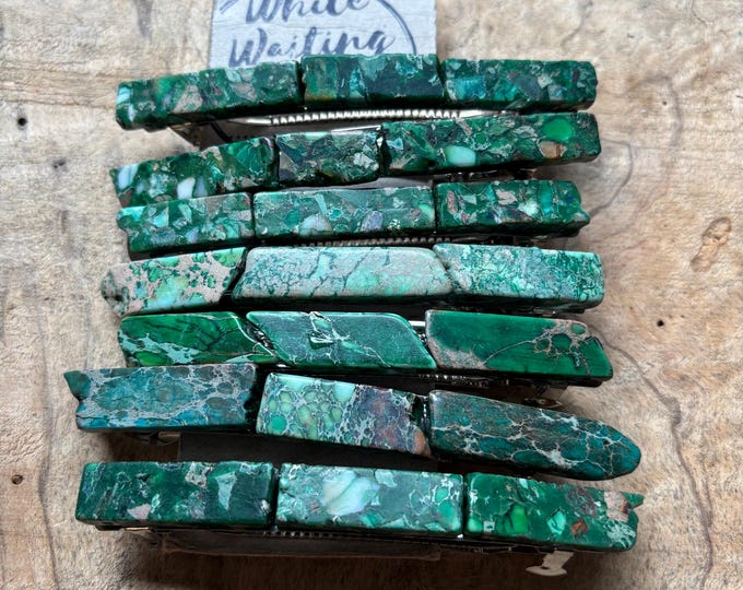 Emerald Green Stone Hair Barrette: 4-Inch Druzy Hair Clip