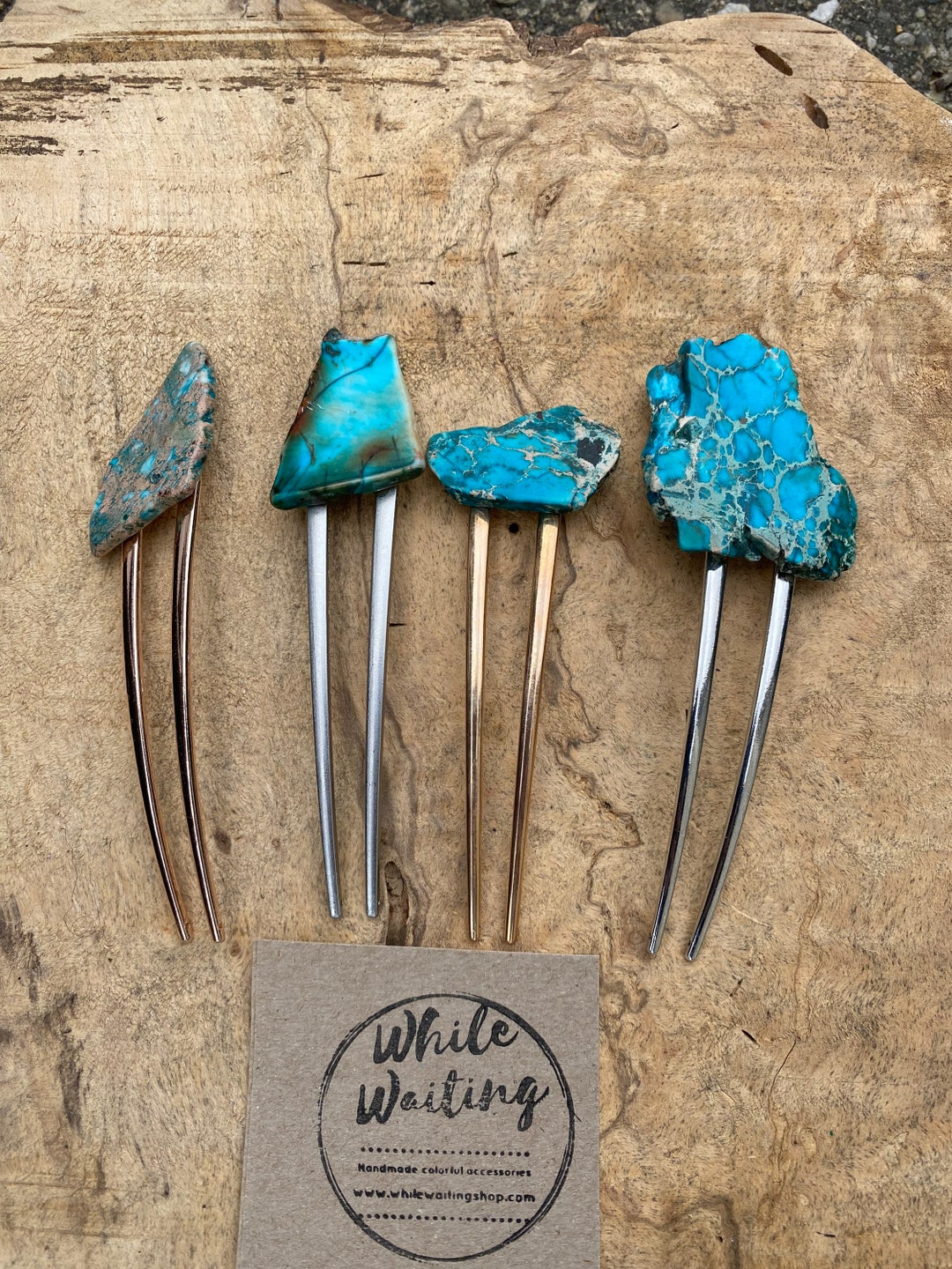 Turquoise Stone Hair Fork/ Green Blue Fork / Druzy Hair Fork/ Etsy