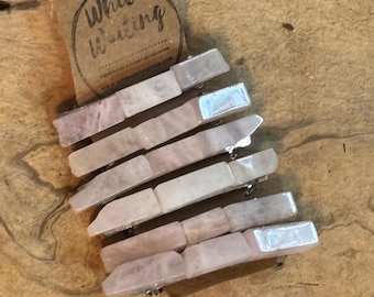 Rose Quartz Hair Barrette: Pink Stone Hair Clip, 3 Inch