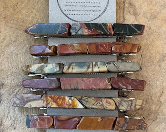 Picasso Jasper Stone 4 inch extra large barrette/ natural stone