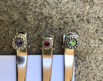 Silver Gem Hair Clips: Swarovski Crystal Alligator Clip