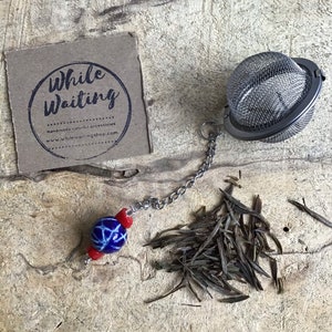 Modern Tea Infuser: Red, Blue & White Ceramic Beads