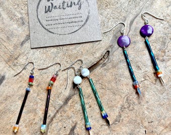 glass color stick earrings- multicolor earrings