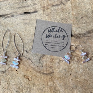 Blush Pink Pearl Threader Earrings: Sterling Silver, Keshi & Freshwater Pearls