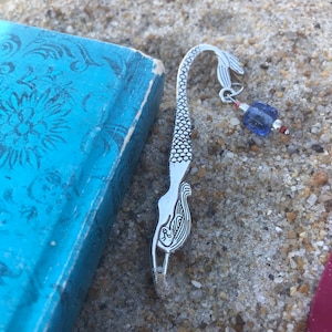 Mermaid Bookmark: Silver Charm with Blue Glass Beads