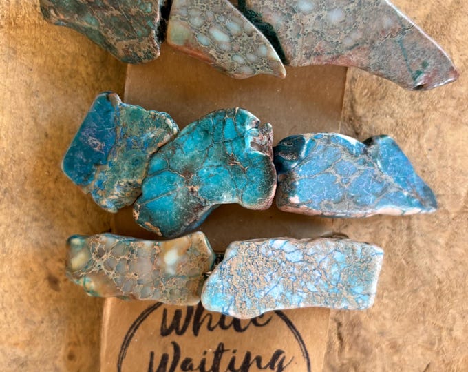 Turquoise Stone Hair Barrette: Raw Dyed Howlite Jasper Clip